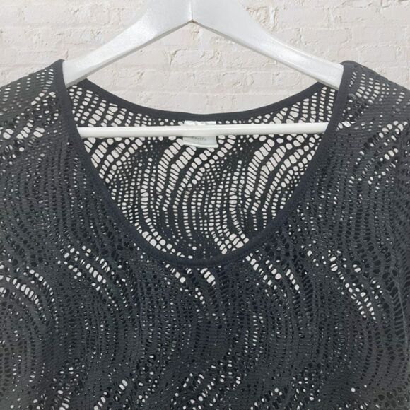 Alexa & Stella Black Crochet Mesh Dress L Swim Cover Up Beach NWT - Picture 6 of 11